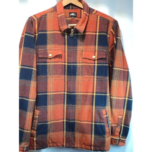 Oneill Men's Lodge Red Flannel Zip Up Jacket Size XL - Picture 1 of 13